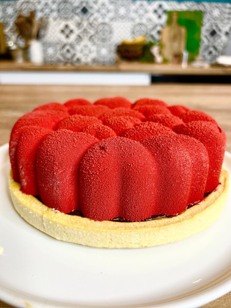  Recette de l&rsquo;entremets Coeur Rouge au cheesecake, ganache au chocolat et à la confiture de lait